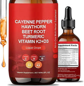 Cayenne Pepper Supplement DropsRejuvenate ,Vitamin D3 K2 |OrganicVegetable Powder, Curcumin, GinsengPromote Adult Health Optimum
