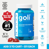 3 Bottles of Goli Ashwagandha & Vitamin DGummy -Mixed Berry, KSM-66, Vegan, PlantBased, Non-GMO, Gluten & Gelatin Free