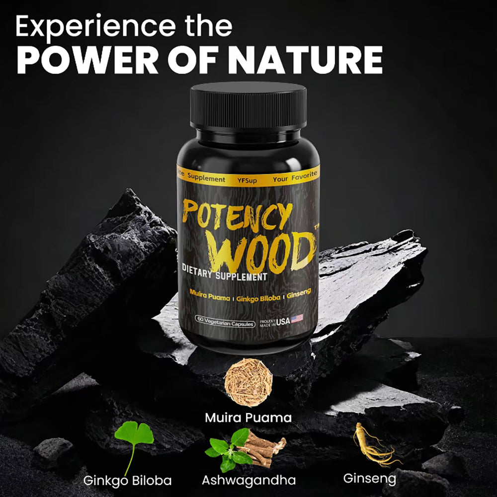 Potency Wood Energy Stamina SupplementsGinseng Ashwagandha Gingko Tribulus, Adaptogen,Brain, lmmune Health,  Antioxidants,Anti-imflammation