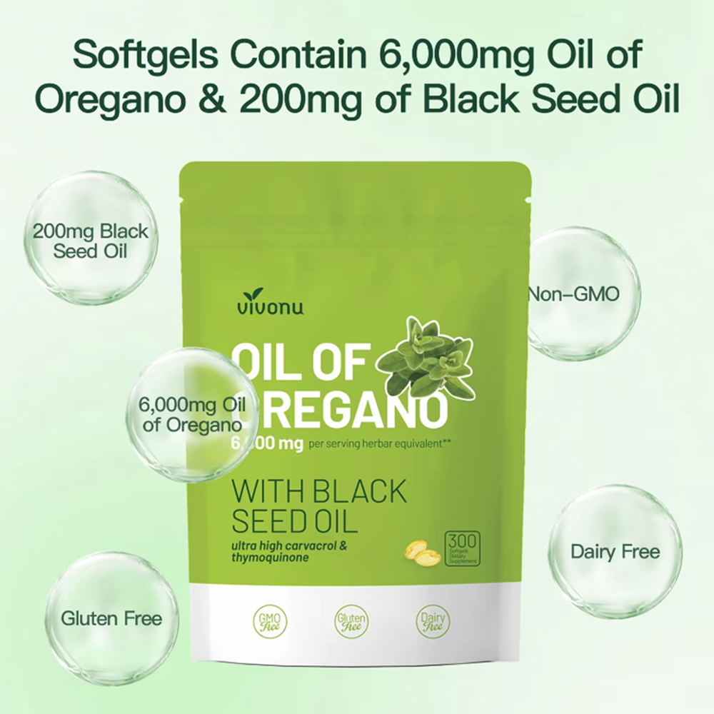 Oil of Oregano with Black Seed Oil 300Capsules |Natural Antioxidants |NutritionalSupport |Highly Effective Botanicals DietaryHealthcare Supplement
