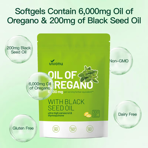 Oil of Oregano with Black Seed Oil 300Capsules |Natural Antioxidants |NutritionalSupport |Highly Effective Botanicals DietaryHealthcare Supplement