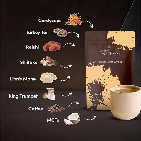 Mushroom coffee can enhance immune function, reduce stress, improve cognition, and help reduce cancer risk. Reduce irritation to the stomach and improve digestive system health.