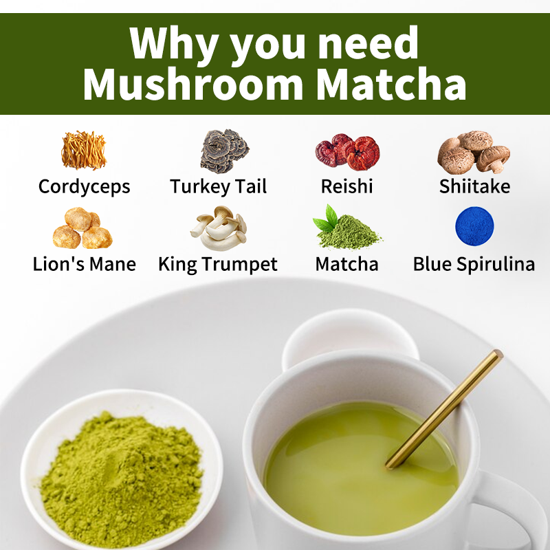 Mushroom matcha enhances immunity, promotes weight loss and anti-aging