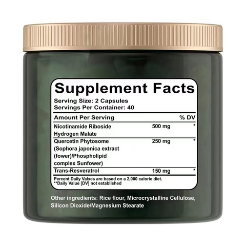 80 Capsules High-Potency Liposomal NAD+ Booster - Unleash Energy, Focus, And Anti-Aging Benefits With Nicotinamide Riboside, Resveratrol, And Quercetin - Premium Quality, High Purity Formula, Local Warehouse