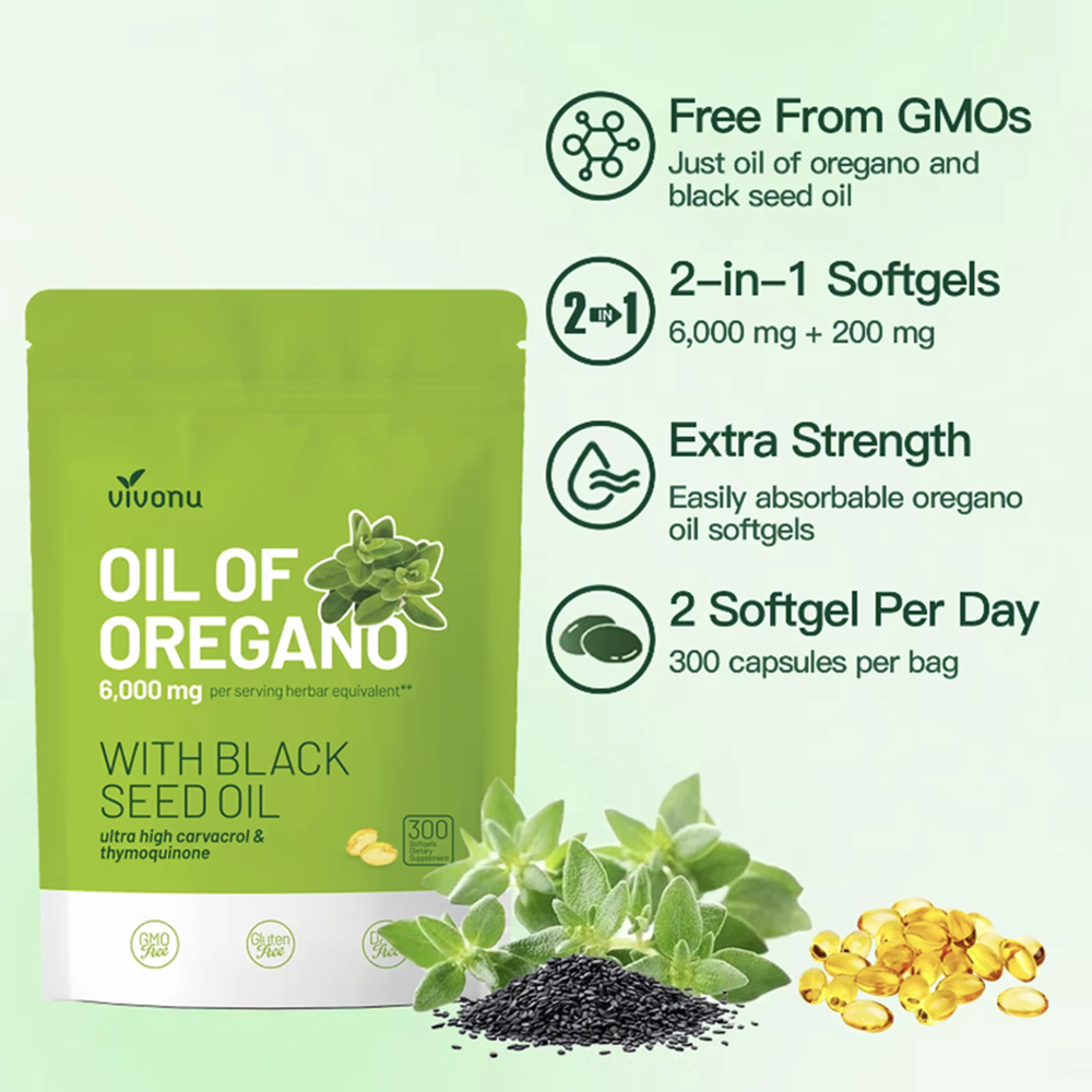Oil of Oregano with Black Seed Oil 300Capsules |Natural Antioxidants |NutritionalSupport |Highly Effective Botanicals DietaryHealthcare Supplement