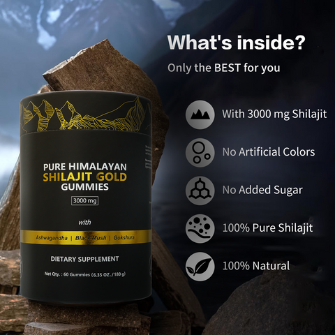 Pure Himalavan ShilajitGummies lWith Ashwagandha, Gokshura &other herbs | No added sugar 60 Gummies