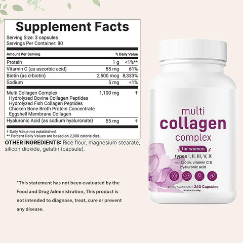 Micro Ingredients Multi Collagen Complex,240 Capsules