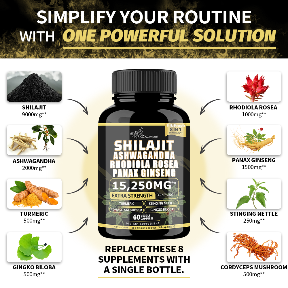 Miriyalyad™-Shilajit , 8-in-1 , Energy Booster, 60 Capsules