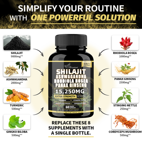 Miriyalyad™-Shilajit , 8-in-1 , Energy Booster, 60 Capsules