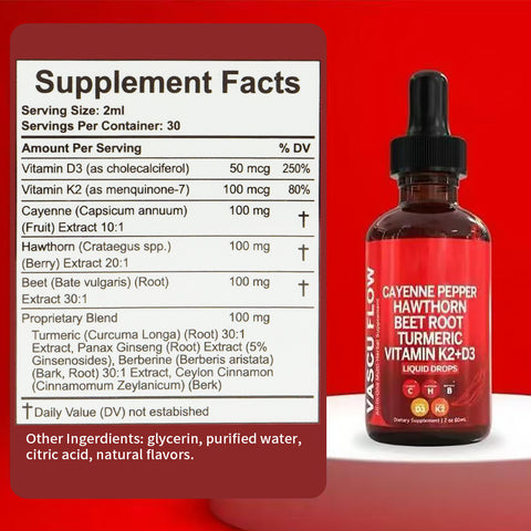 Cayenne Pepper Supplement DropsRejuvenate ,Vitamin D3 K2 |OrganicVegetable Powder, Curcumin, GinsengPromote Adult Health Optimum