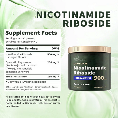 80 Capsules High-Potency Liposomal NAD+ Booster - Unleash Energy, Focus, And Anti-Aging Benefits With Nicotinamide Riboside, Resveratrol, And Quercetin - Premium Quality, High Purity Formula, Local Warehouse
